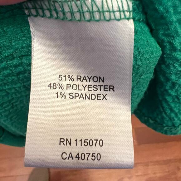 Green Maxi Dress Size 1X XL Nina Leonard Collared V-Neck Wedding Guest Summer - Picture 9 of 9